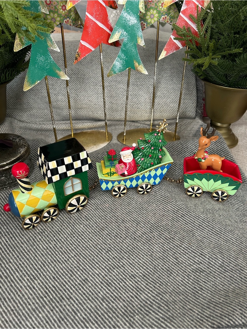 MacKenzie-Childs Patience Brewster Dash Away Santa Train *NEW